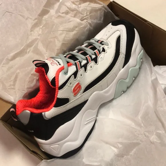 Urban Outfitters White Black Mint Orange Chunky Sneakers - Picture 4 of 8